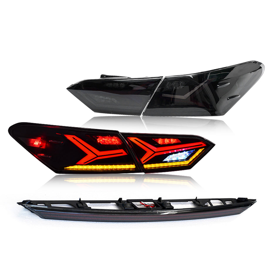 Smoke LED Tail Lights + Trunk set For Toyota Camry 2018-2024 Rear Lamp Assembly
