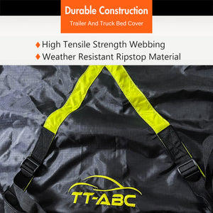 Heavy Duty Truck Bed Tarp 6'x6' – Waterproof Cargo Net Cover 73"x73" with Adjustable Tightness for Truck Bed Trailers – Durable Upgrade Version - TT-ABC