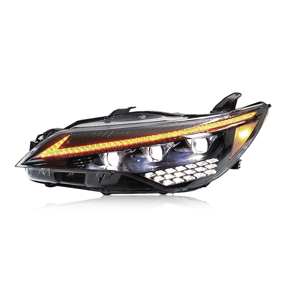 Triple Beam LED Headlamps for Toyota Camry 7th Gen 2015-2017 LE SE Projector Front Lamps Assembly