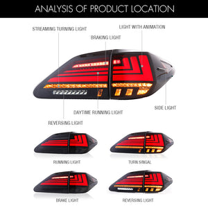 TT-ABC LED Tail Lights for 2009-2015 Lexus RX350 RX450 Rear Lamps Assembly - TT-ABC