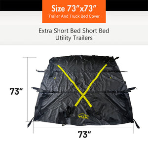 Heavy Duty Truck Bed Tarp 6'x6' – Waterproof Cargo Net Cover 73"x73" with Adjustable Tightness for Truck Bed Trailers – Durable Upgrade Version - TT-ABC