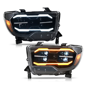 TT-ABC Projector Led Headlights For 2007-2013 Toyota Tundra Sequential Turn Signal, DRL w/Dynamic Animation - TT-ABC