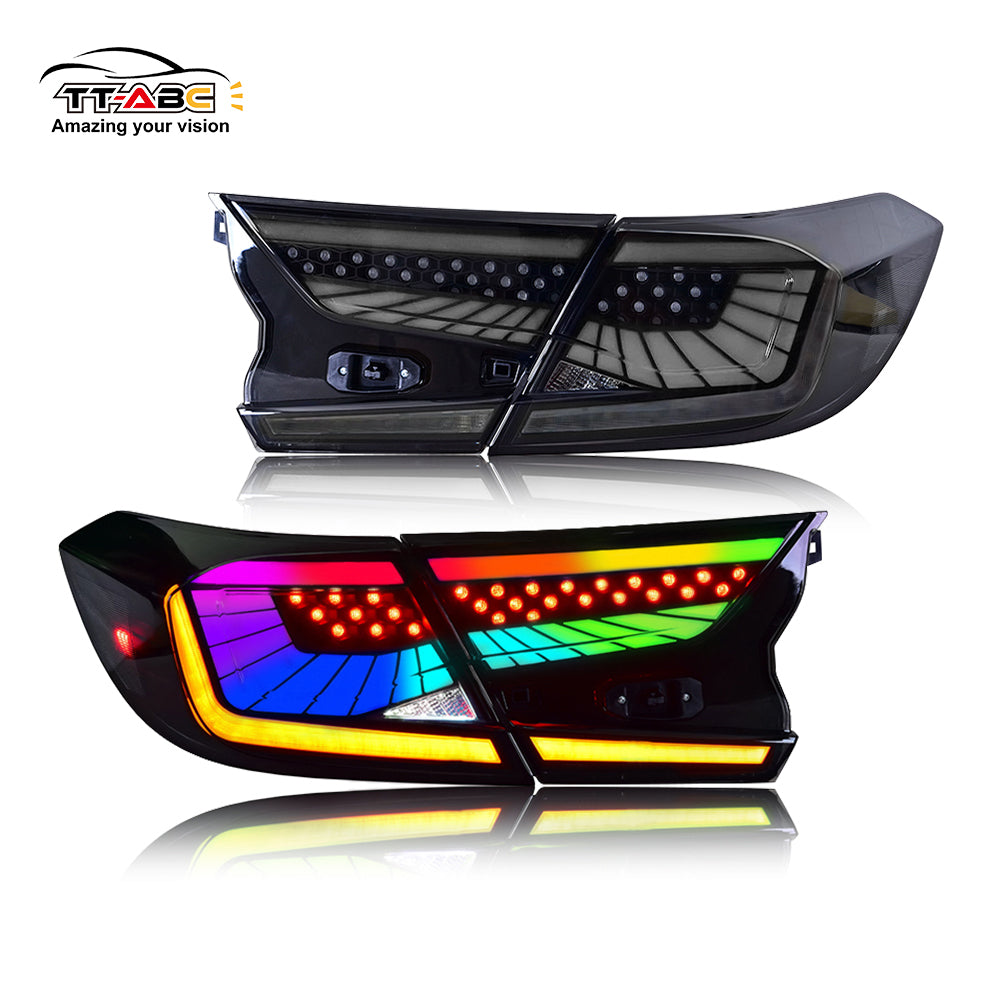 RGB Tail Lights Assembly for 2018-2022 Honda Accord 10th Gen, Rear Lamp Replacement Accessory-TT-ABC-TT-ABC
