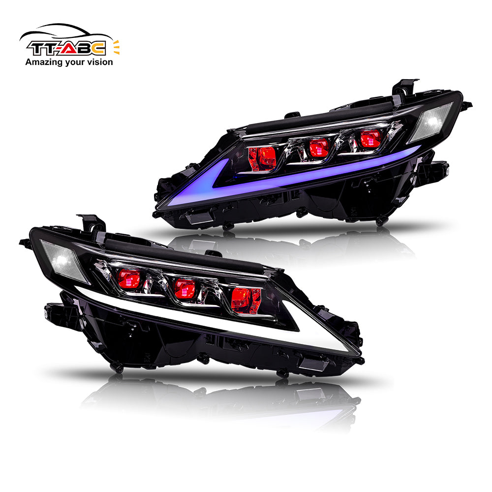 For 2018-2024 Toyota Camry LED Headlights, New Headlights Assembly Compatible LE SE XLE XSE TRD (Triple Projectors headlights)-TT-ABC-TT-ABC