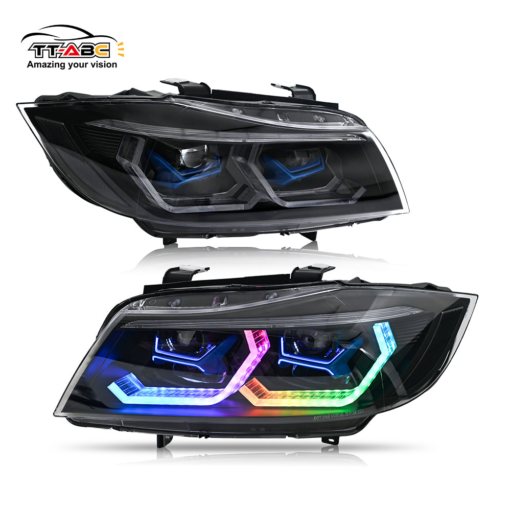 TT-ABC RGB Headlight For 2009-2012 BMW 3-Series E90 E91 320i 323i 325 330 335 (Halogen/Xenon)-TT-ABC-TT-ABC