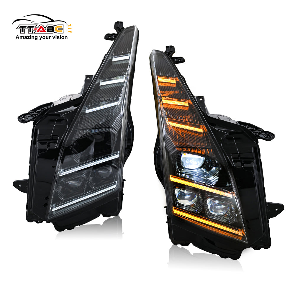 TT-ABC カーボンファイバー LED ヘッドライト 2013-2019 キャデラック