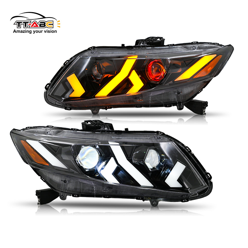 TT-ABC Demon Eye Headlights for 2012-2015 Honda Civic 9th Gen Projector Front Lamp Assembly-TT-ABC-TT-ABC