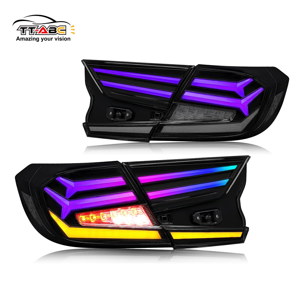 New RGB Taillights for 2018-2022 Honda Accord LX Sport EX EX-L Touring 10th Gen Tail Lights-TT-ABC-TT-ABC