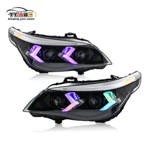 TT-ABC RGB Headlights for 2005-2010 BMW 5-Series E60 525i 530i 540i Headlamps Assembly-TT-ABC-TT-ABC