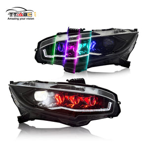 For 2016-2021 Honda Civic Headlights Assembly, Hatchback Coupe Sedan 10th Gen Led Headlight (Left Hand Drive)-TT-ABC-TT-ABC