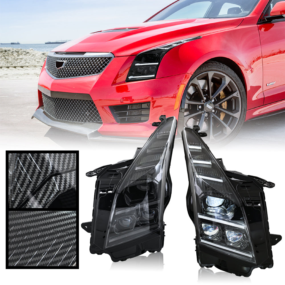 TT-ABC Carbon Fiber Led Headlight For 2013-2019 Cadillac ATS ATS-L Headlight Assembly