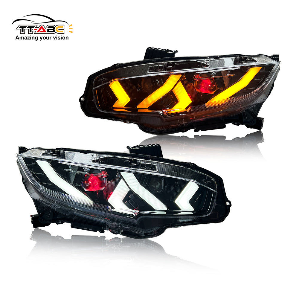 Demon Eye LED Headlights for 2016-2021 Honda Civic 10th Gen(Lamborghini design)-TT-ABC-TT-ABC