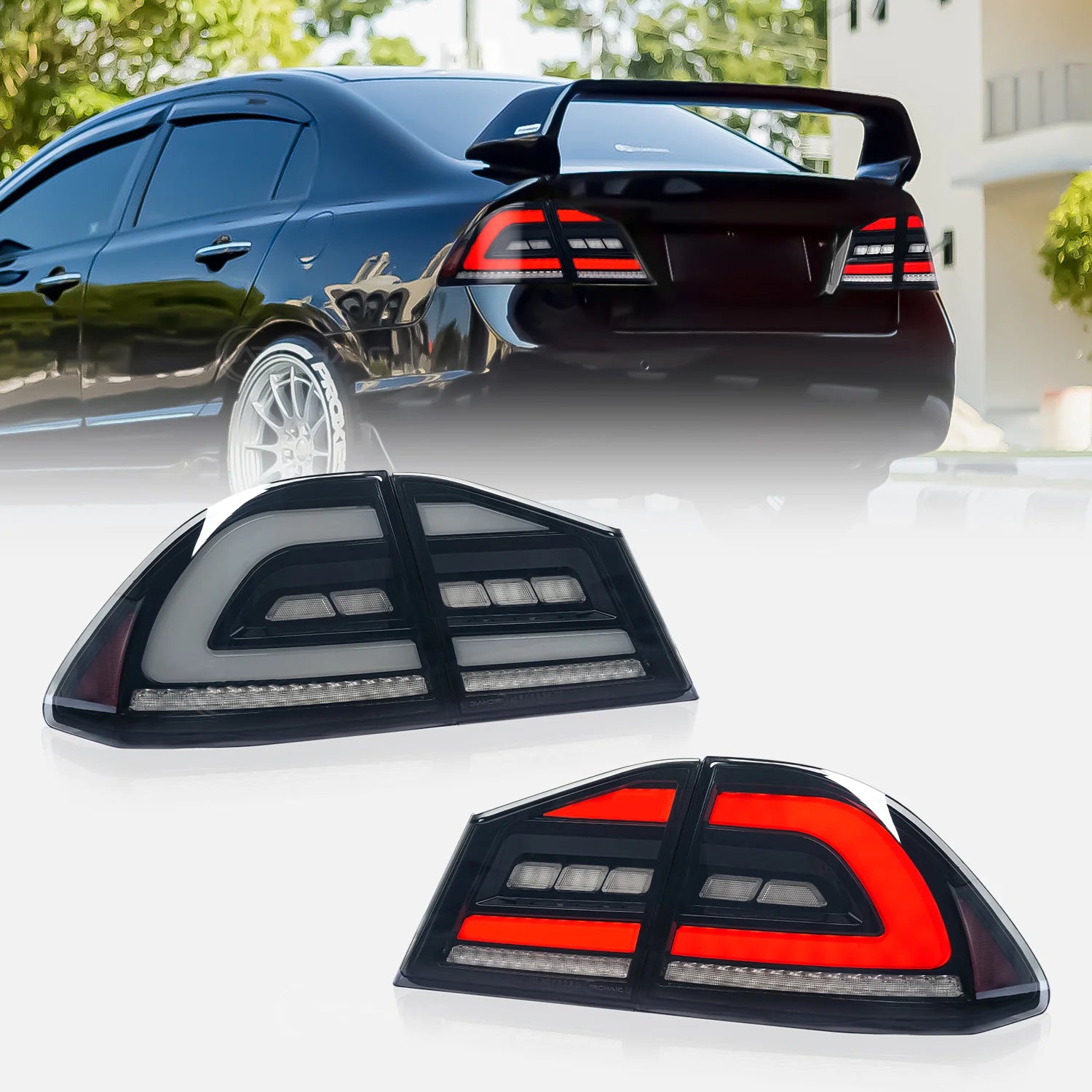 TT-ABC Led Tail Lights for 2006-2012 Honda Civic FD1,FD2 Type-R - TT-ABC