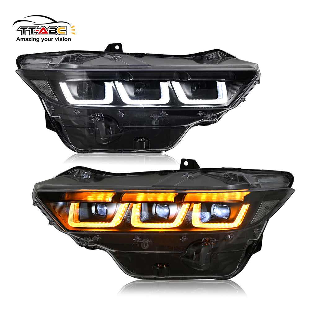 TT-ABC Led Headlight For 2024-2025 Ford Mustang Projector Front Lamp Assembly with Triple Beam Len