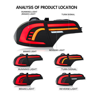 TT-ABC Led Tail Light For 2006-2011 Honda Civic Sedan 4-DR LED Brake Tail Lights - TT-ABC