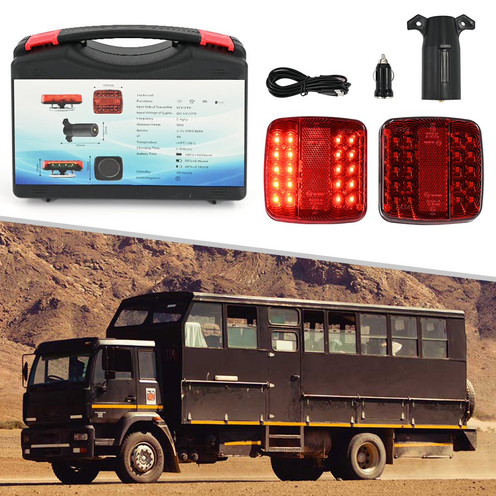 US 2X 7 Pin LED Magnetic Wireless Trailer Tail Light For Trailer-Truck Automotive LED Warning Light