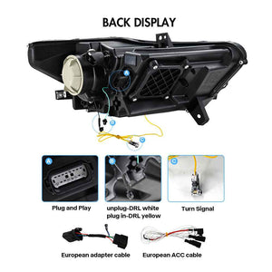 TT-ABC Carbon Fiber LED Headlight for 2015-2017 Ford Mustang S550 Projector Front Lamp Assembly