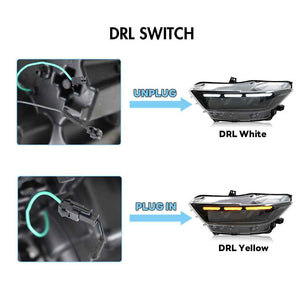 TT-ABC Carbon Fiber LED Headlight for 2015-2017 Ford Mustang S550 Projector Front Lamp Assembly