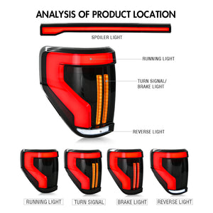 TT-ABC LED Tail Lights for 2009-2014 Ford F-150 F150 Tail Light - TT-ABC