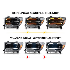 TT-ABC Projector Led Headlights For 2007-2013 Toyota Tundra Sequential Turn Signal, DRL w/Dynamic Animation - TT-ABC