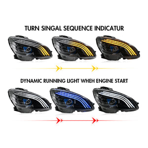 TT-ABC Led Headlight for 2008-2011 Mercedes-benz W204 C-Class C300 LED Sequential Projector Headlights - TT-ABC