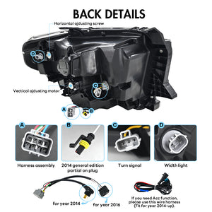 TT-ABC Projector Led Headlights For 2014-2021 Toyota Tundra Sequential Turn Signal, DRL w/Dynamic Animation - TT-ABC