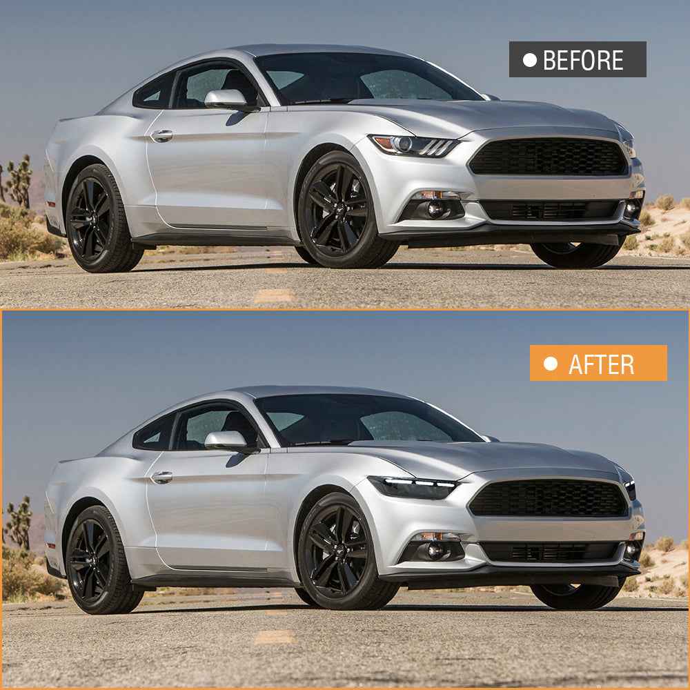 TT-ABC Carbon Fiber LED Headlight for 2015-2017 Ford Mustang S550 Projector Front Lamp Assembly