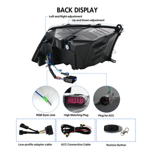 TT-ABC RGB Headlights for 2009-2018 Dodge RAM 1500,2013-2018 Dodge RAM 1500 2500 Headlamp With Sequential Turn Signal - TT-ABC