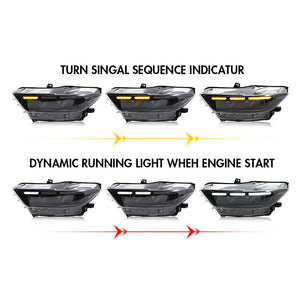 TT-ABC Carbon Fiber LED Headlight for 2015-2017 Ford Mustang S550 Projector Front Lamp Assembly