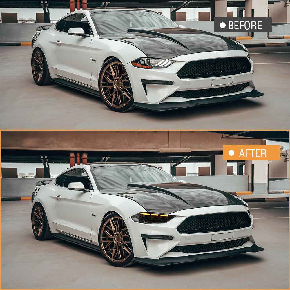 TT-ABC Carbon Fiber LED Headlight for 2018-2023 Ford Mustang S650 Projector Front Lamp Assembly