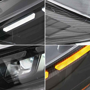 TT-ABC Carbon Fiber LED Headlight for 2015-2017 Ford Mustang S550 Projector Front Lamp Assembly