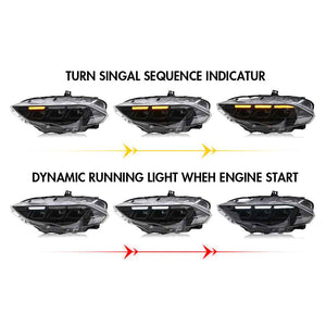 TT-ABC Carbon Fiber LED Headlight for 2018-2023 Ford Mustang S650 Projector Front Lamp Assembly