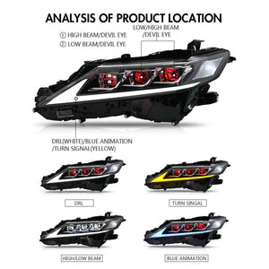 TT-ABC Carbon Fiber LED Headlights for 2018-2024 Toyota Camry 8th Gen Headlight Assemby