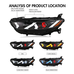 TT-ABC Led Headlight for 2023-2025 Honda Accord Sedan HeadLamps Assembly (Demon Eye) - TT-ABC