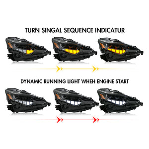 TT-ABC Led Headlights For 2013-2016 Lexus IS250 350 F IS200t/300 Sequential Head Lamps - TT-ABC