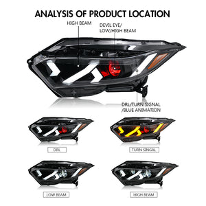 TT-ABC Devil Eye Led Headlights for 2019-2022 Honda HRV 4-door Front Lamps - TT-ABC