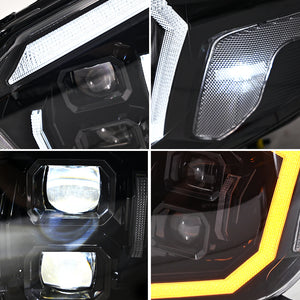 TT-ABC Projector Led Headlights For 2014-2021 Toyota Tundra Sequential Turn Signal, DRL w/Dynamic Animation - TT-ABC