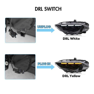 TT-ABC Carbon Fiber LED Headlight for 2018-2023 Ford Mustang S650 Projector Front Lamp Assembly