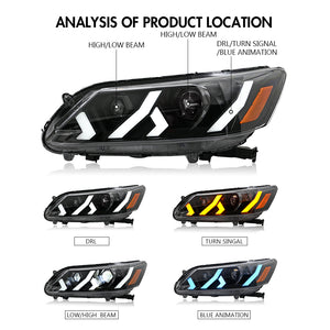 TT-ABC LED Headlight for 2013-2015 Honda Accord Sedan HeadLamps Assembly - TT-ABC