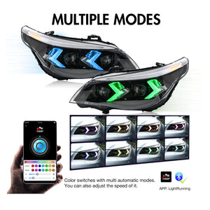 TT-ABC RGB Headlights for 2005-2010 BMW 5-Series E60 525i 530i 540i Headlamps Assembly - TT-ABC