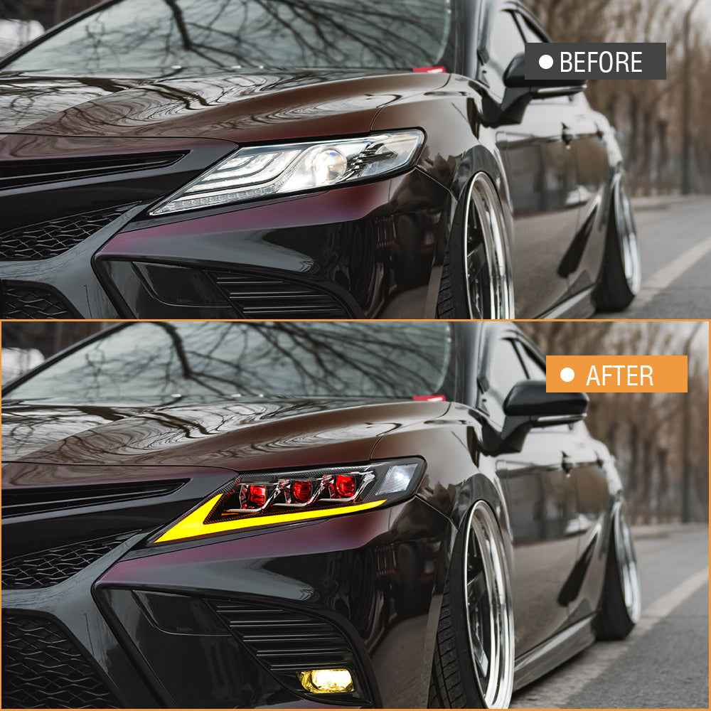 TT-ABC Carbon Fiber LED Headlights for 2018-2024 Toyota Camry 8th Gen Headlight Assemby