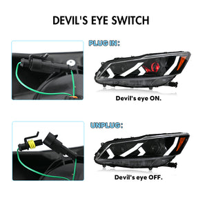 TT-ABC LED Headlight for 2016-2017 Honda Accord Sedan HeadLamps Assembly (Demon Eye) - TT-ABC