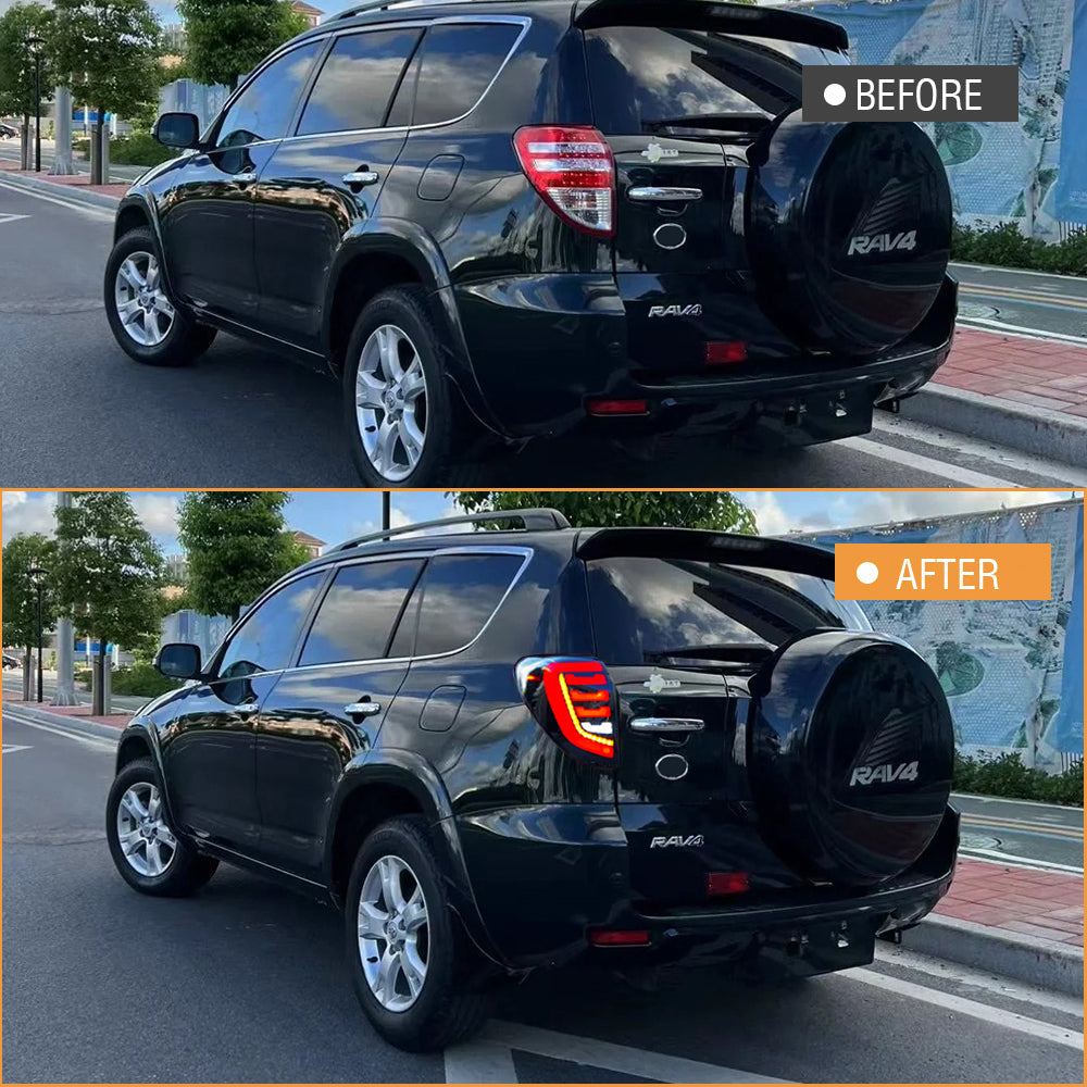 TT-ABC LED Tail Lights for 2009-2012 Toyota RAV4 Smoked Sequential Indicator Rear Lamps - TT-ABC