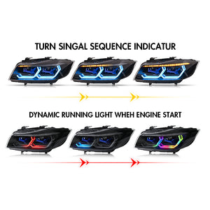 TT-ABC RGB Headlight For 2009-2012 BMW 3-Series E90 E91 320i 323i 325 330 335 (Halogen/Xenon) - TT-ABC