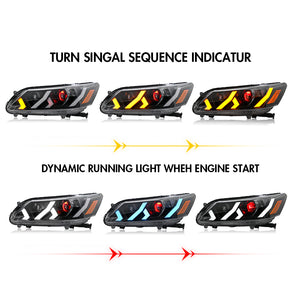 TT-ABC LED Headlight for 2013-2015 Honda Accord Sedan HeadLamps Assembly (Demon Eye) - TT-ABC