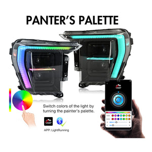 TT-ABC Full RGB Headlights for 2021-2024 Ford F-150 F150 P702 14th Gen Front Lamps - TT-ABC