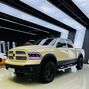 TT-ABC RGB Headlights for 2009-2018 Dodge RAM 1500,2013-2018 Dodge RAM 1500 2500 Headlamp With Sequential Turn Signal - TT-ABC