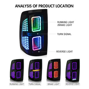 TT-ABC RGB Tail Light for 2009-2018 Dodge RAM 1500, 2013-2018 Dodge RAM 1500 2500 Tail Light Assembly - TT-ABC