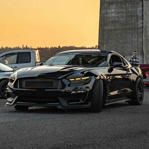 TT-ABC Carbon Fiber LED Headlight for 2015-2017 Ford Mustang S550 Projector Front Lamp Assembly