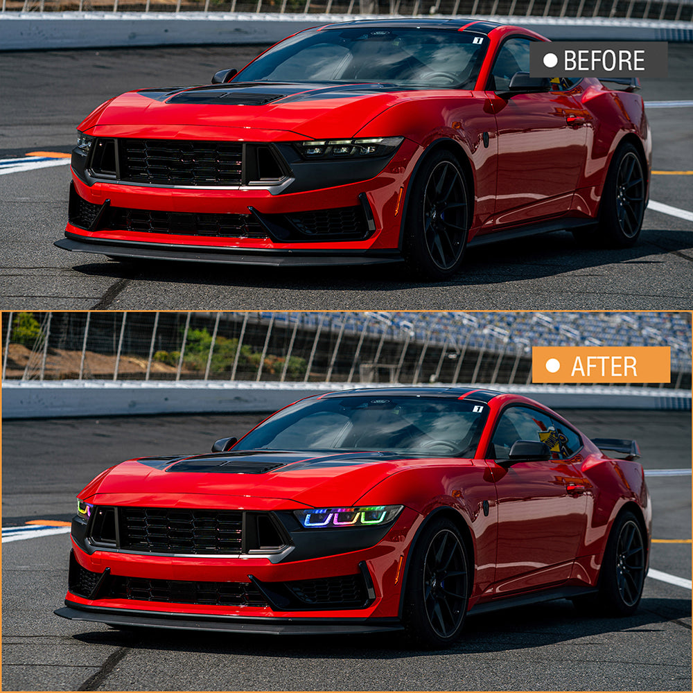 TT-ABC RGB Headlight For 2024-2025 Ford Mustang Projector Front Lamp Assembly with Triple Beam Len